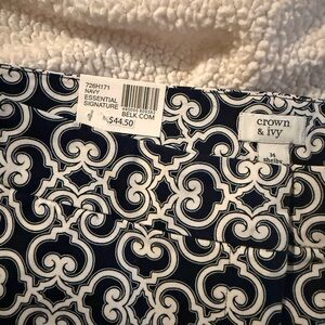 crown & ivy Navy and White Geometric Print Skirt